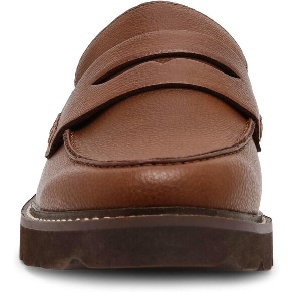 Anne Klein Womens Russet Rubber Low Chunky Heel Rounded Toe Emmylou Loafer Flat - Picture 2 of 7